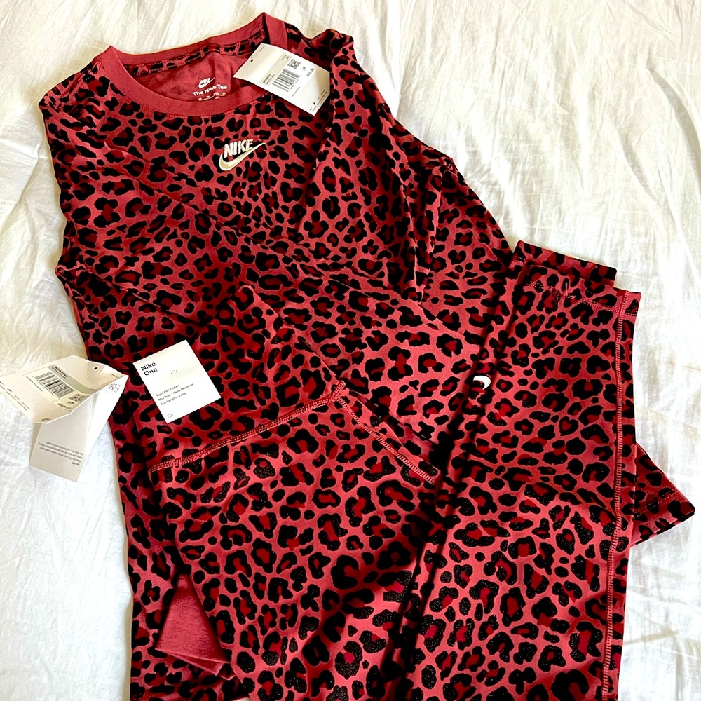 Red Cheetah Nike two piece set X-small